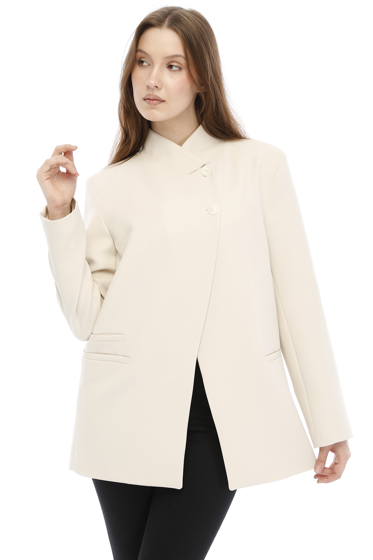 Temiz Kesim Asimetrik Blazer — görsel 3
