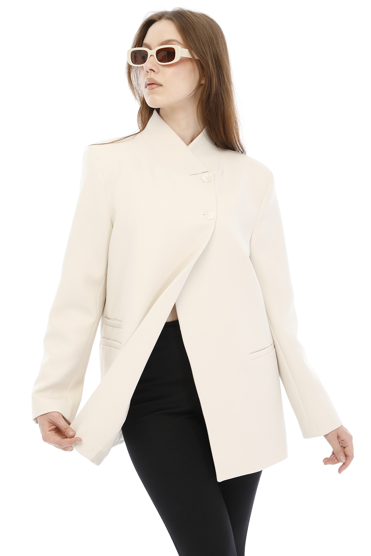 Temiz Kesim Asimetrik Blazer — görsel 5